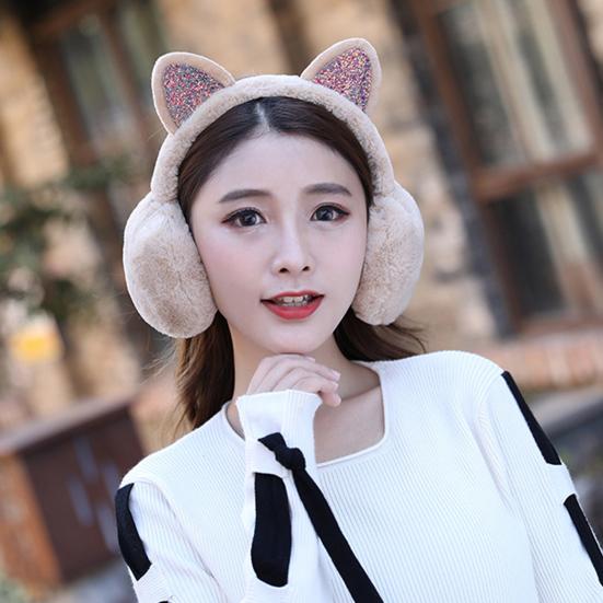 Earmuffs Skin-friendly Cats Ears Design Plush Winter Warm Cats Ear Muffs for Outdoor