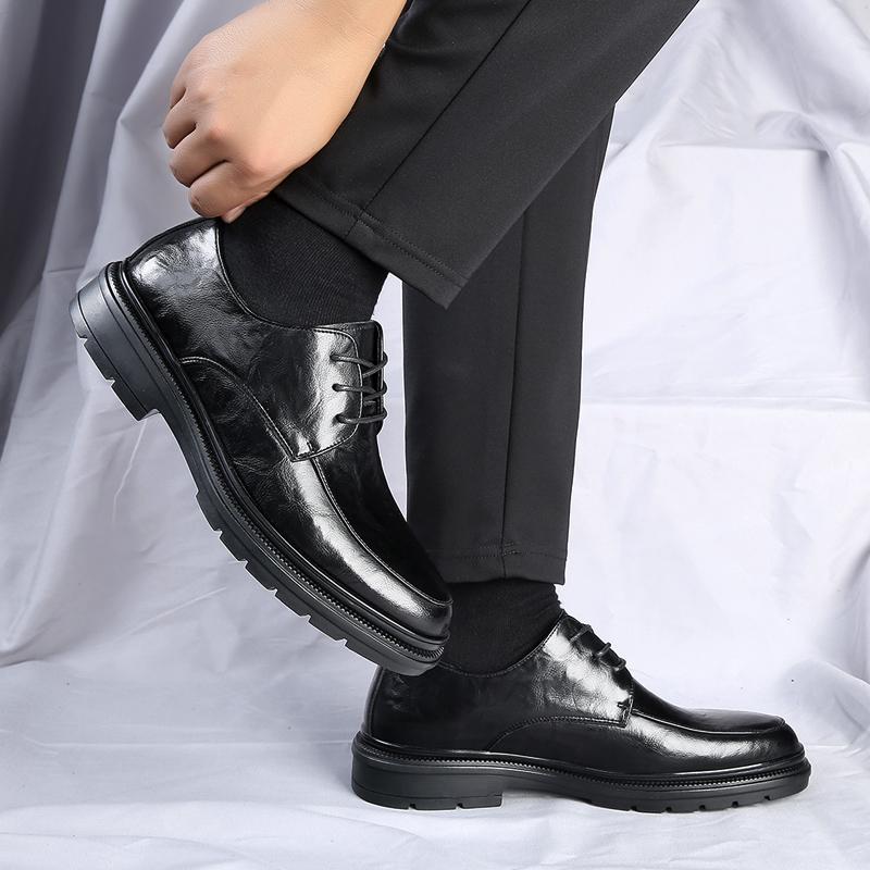 Men Formal Shoes Lace Up Oxfords Leather Fashion Trends Groom Wedding Shoes Men Outdoor Business Dating Party Office Oxford Shoe