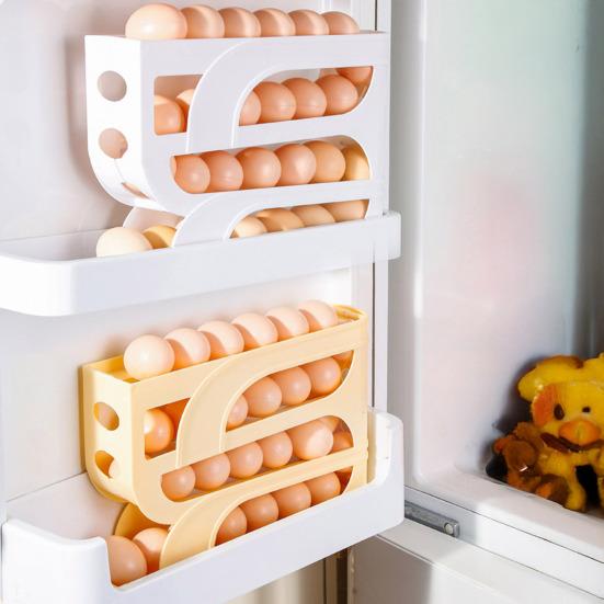 Automatischer Eierhalter für den Kühlschrank, 3-stöckig, 4-stöckig, Eier-Spender, platzsparender Eier-Organizer für Kühlschrank und Arbeitsplatte