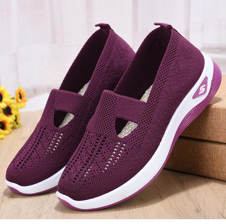 Flying woven women's shoes mother shoes cloth shoes soft-soled women's shoes middle-aged and elderly mother walking women's shoes summer mesh shoes