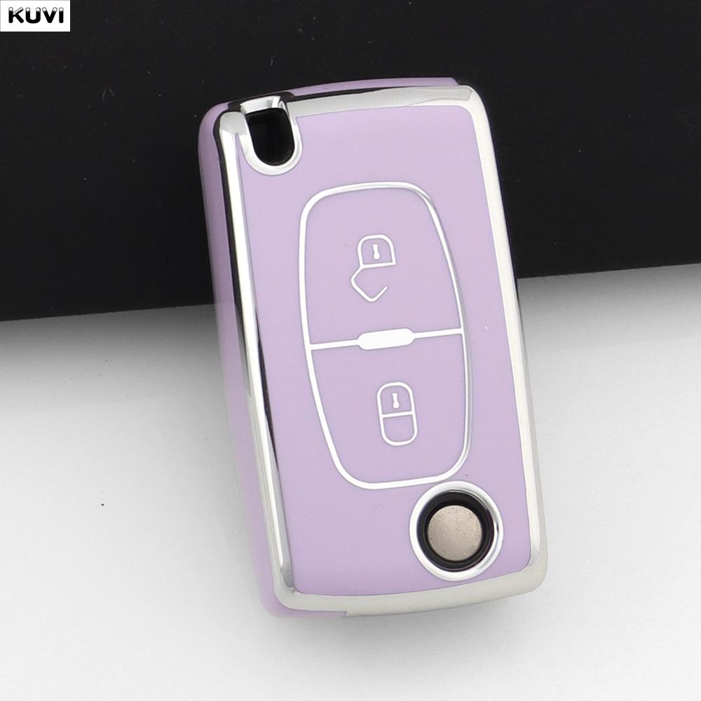 Fashion TPU Car Key Case Cover Keychain Fob Shell For Citroen C2 C3 C4 C5 C6 Xsara Berlingo For Peugeot 207 307 308 407 607 807