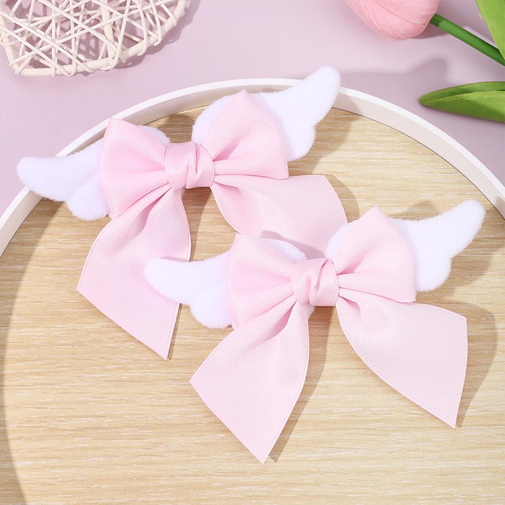 2Pcs New Angel Wings Bow Hair Clips Sweet Cute Fluffy Wings Bownot Hairpins For Magical Girls Ornament Headwear Hair Accessories
