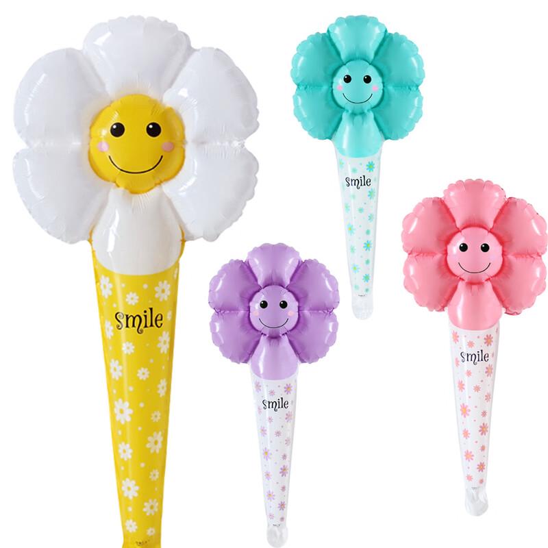 Smiling Daisy Handheld Stick Foil Balloons (100-Pack)