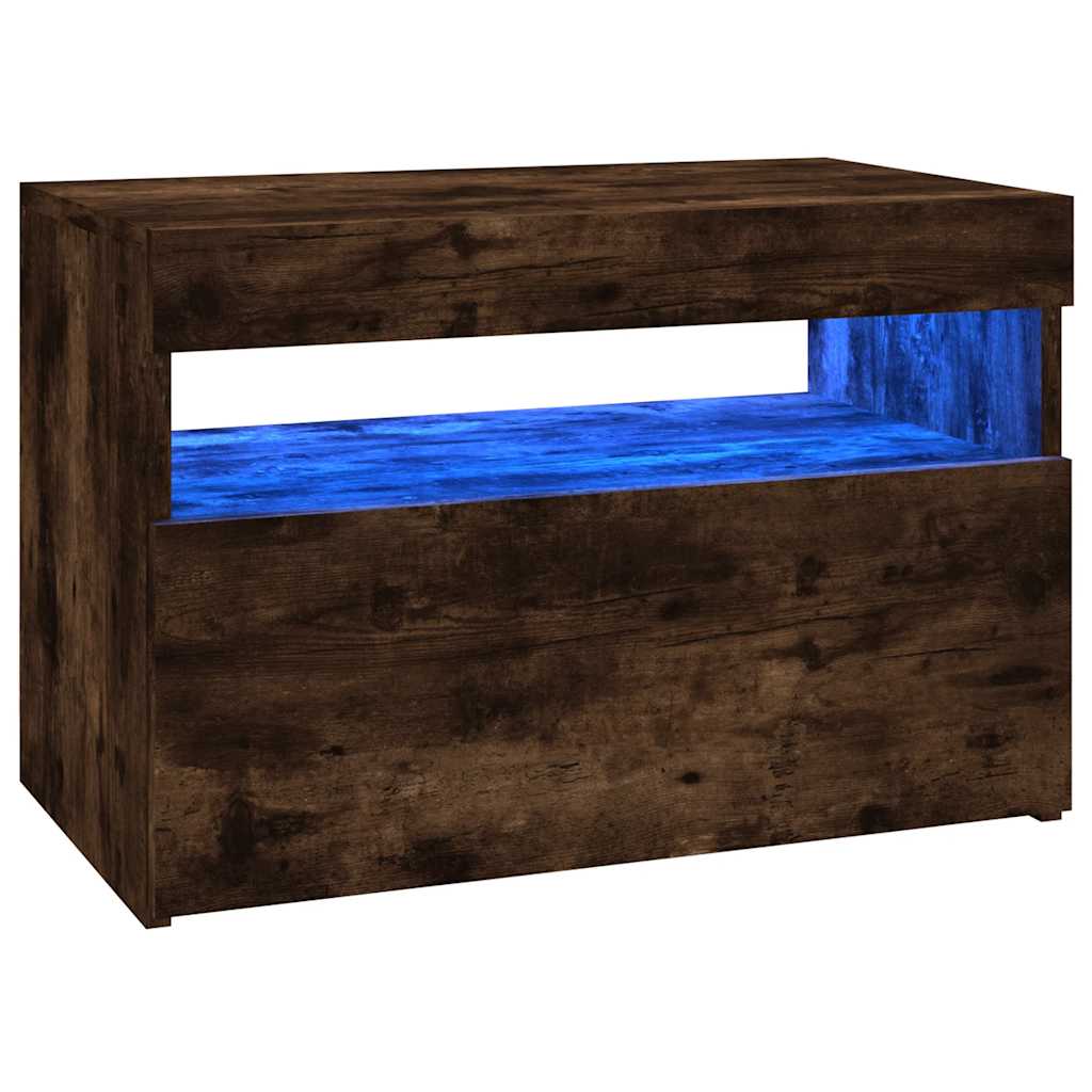 Vidaxl TV Cabinet with LED Lighting, Smoked Oak, 60X35X40 Cm