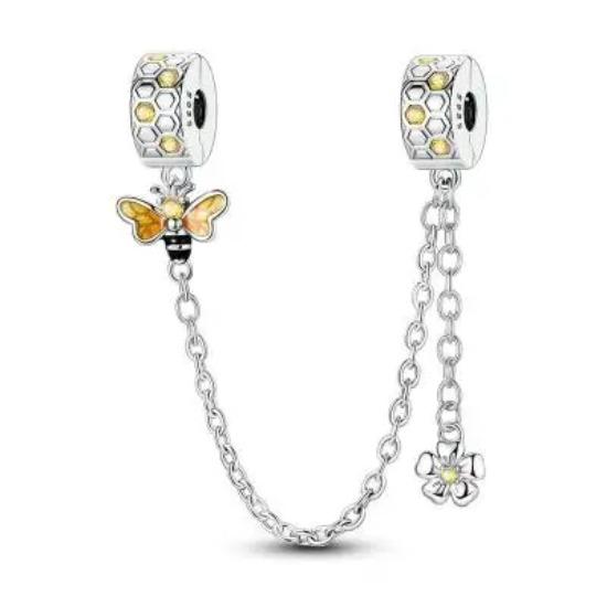 Original Copper Safety Chain Star Moon Airplane Earth Inlaid Zircon Charms Beads Fits Bangle Bracelet Diy Jewelry