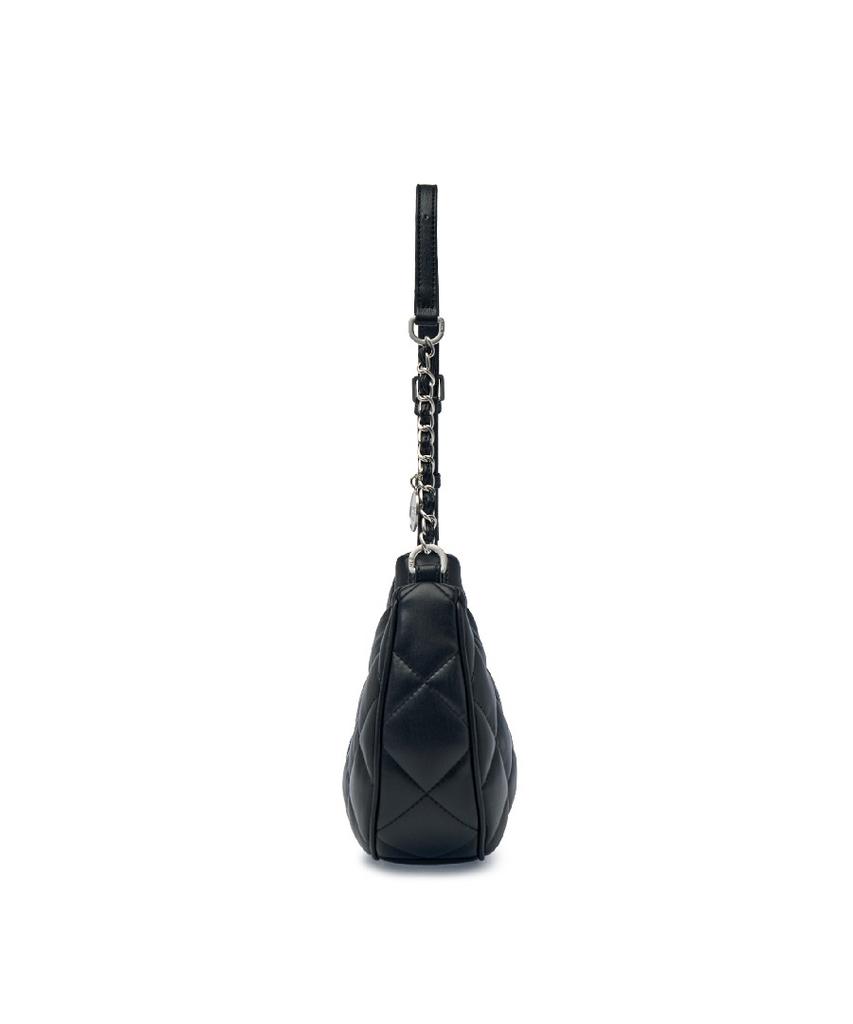 Mlb Basic Quilted Pu Hobo Bag Ny (Black)