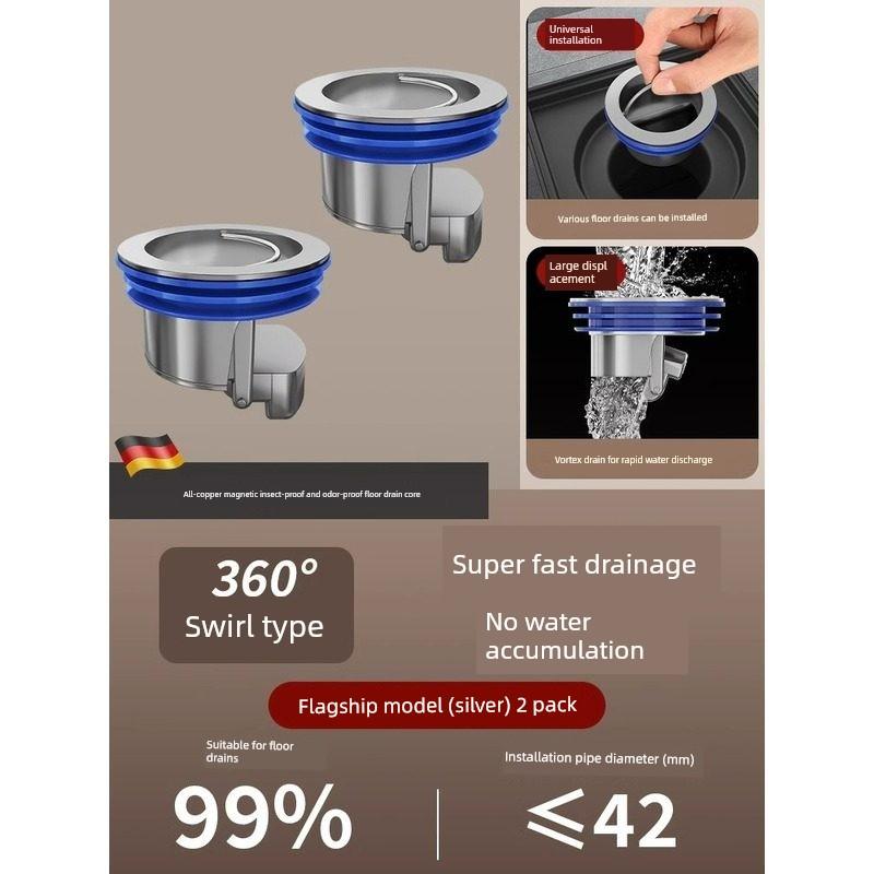 Anti-Odor Device for Bathroom Floor Drain, Universal Toilet Anti-Mosquito Drain Pipe Connector with Full Copper Core to Prevent Odor Return