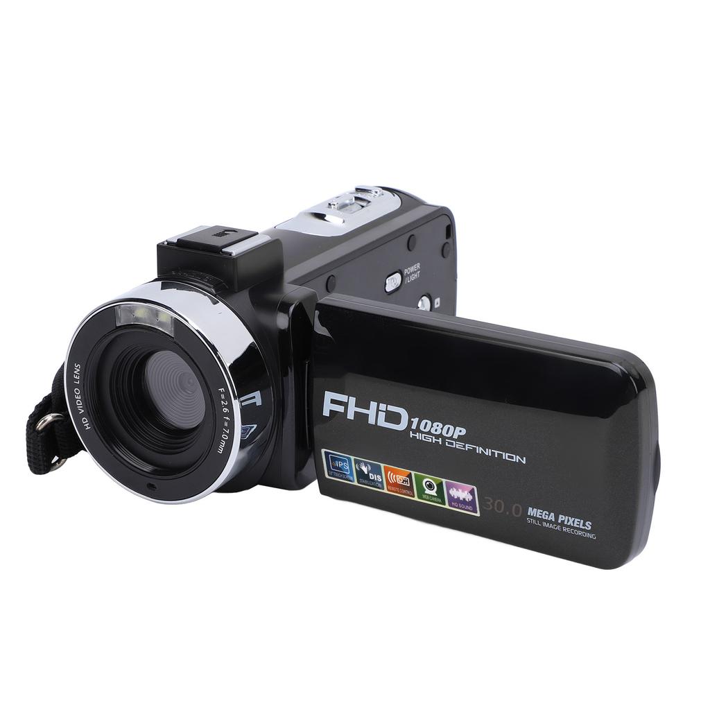 Video Camera 3 Inch Color IPS Rotation Screen 1080P 30FPS 30MP 18X Digital Zoom Remote Control Camcorder for Wedding