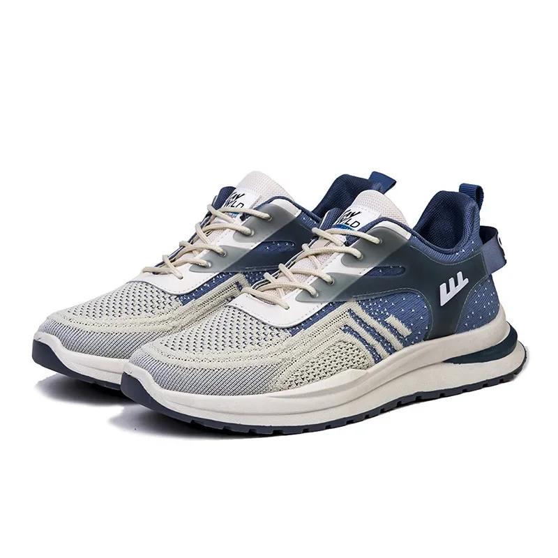 Men Casual Sports Summer Spring Autumn Sneakers Breathable Fashion Shallow Mouth Thick Bottoming Lace Spring Autumn New Men s Running Shoes 44