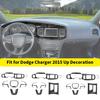 Car Carbon Fiber Grain Central Control Steering Wheel Gear Shift Decoration Cover for Dodge Charger 2015 Up Interior Accessories