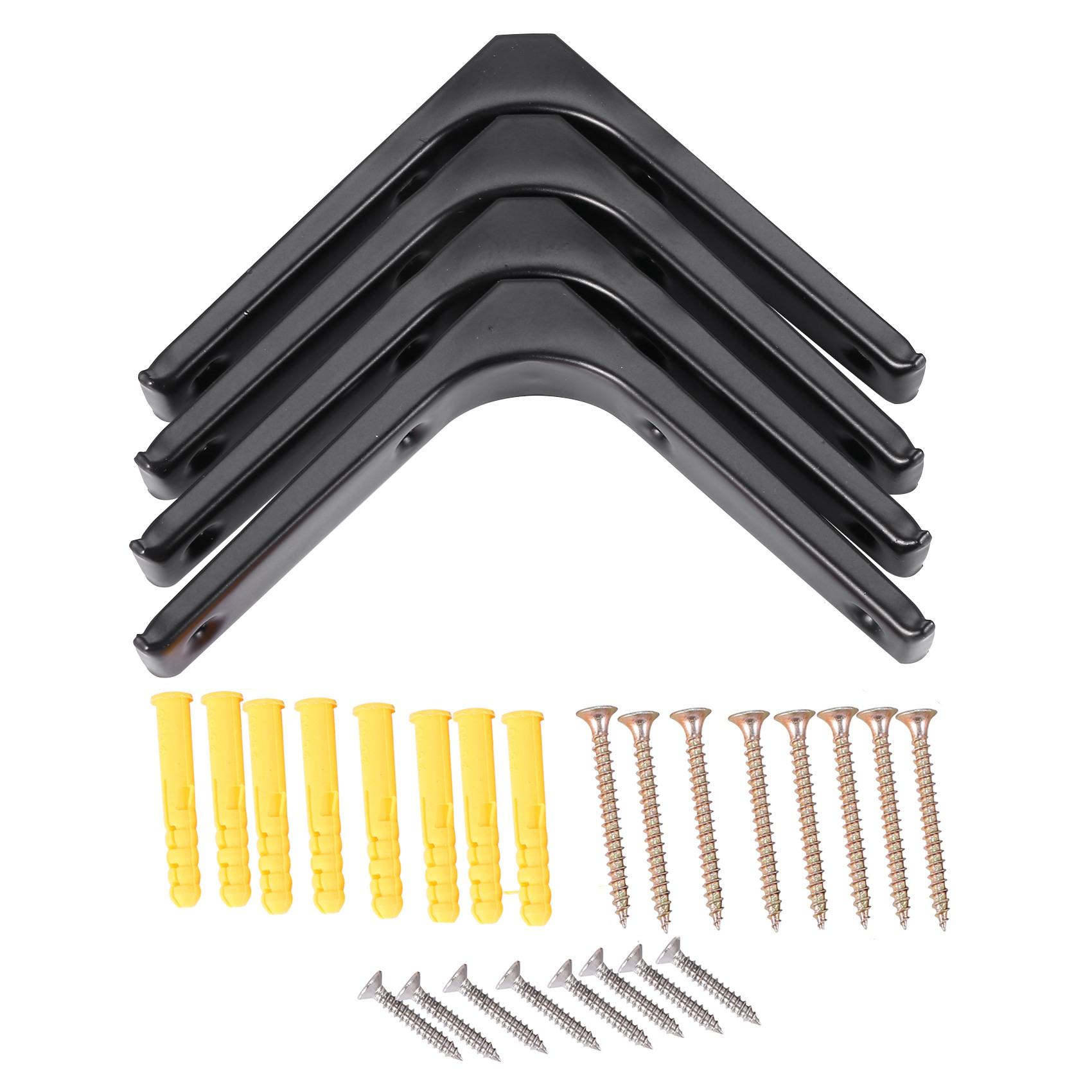 

4 PCS Iron Wall Shelf Bracket, Heavy Duty Shelf Support Bracket Decorative Joint Angle Bracket, Black-B61B