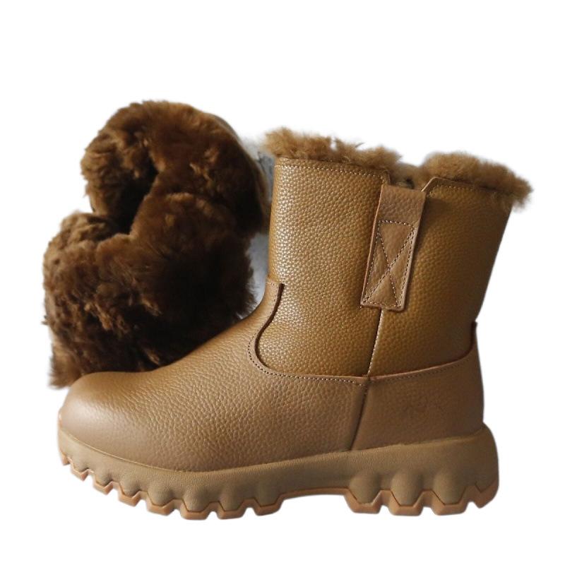 Winter fur integrated snow boots thickened warm wool cold-proof outdoor waterproof and non-slip cotton shoes 40 cotton boots