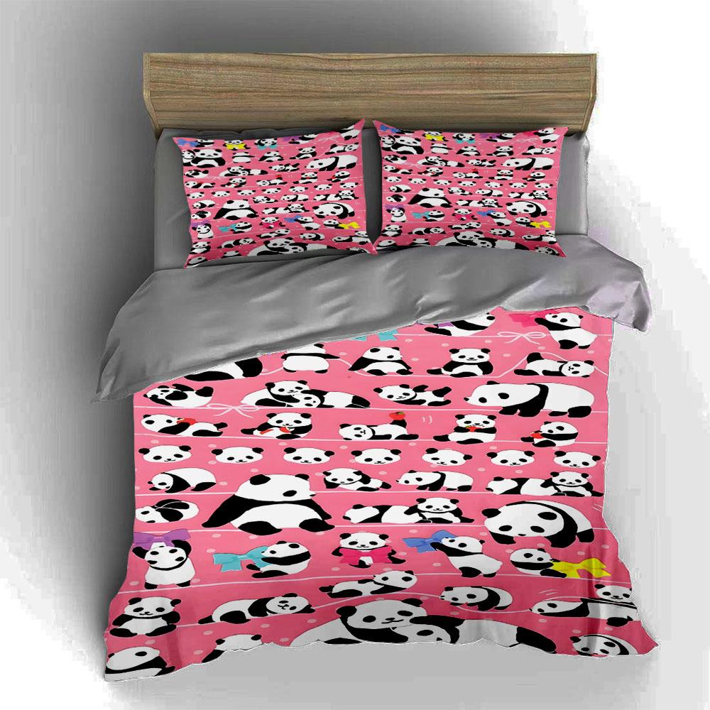 Pandas, pink, playful. Bedding Duvet cover sets Duvet covers Pillowcases gifts (1 * Duvet Cover 2 * Pillowcases, without duvet insert)