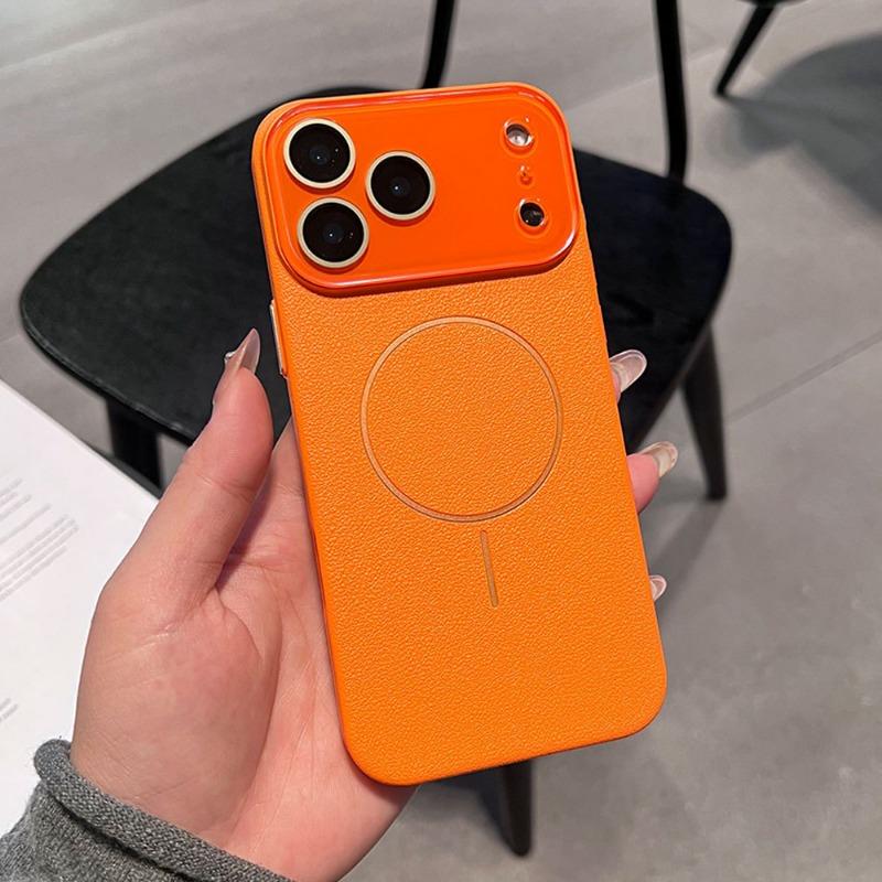 Magnetyczne Etui na Telefon o Skórzanej Teksturze Kompatybilne Z Iphone Obsługuje Ładowanie Bezprzewodowe Odporne na Wstrząsy Pokrowiec Ochronny