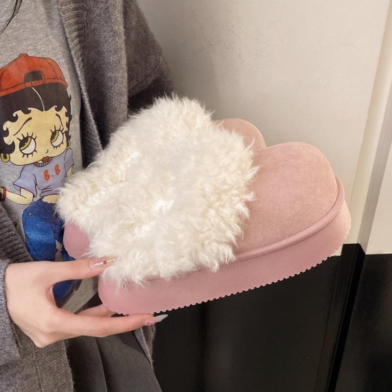 Fashion Platform Thickened Plush Enhanced Khmer Slippers for Women Winter Outside Wear Comfortable New Style