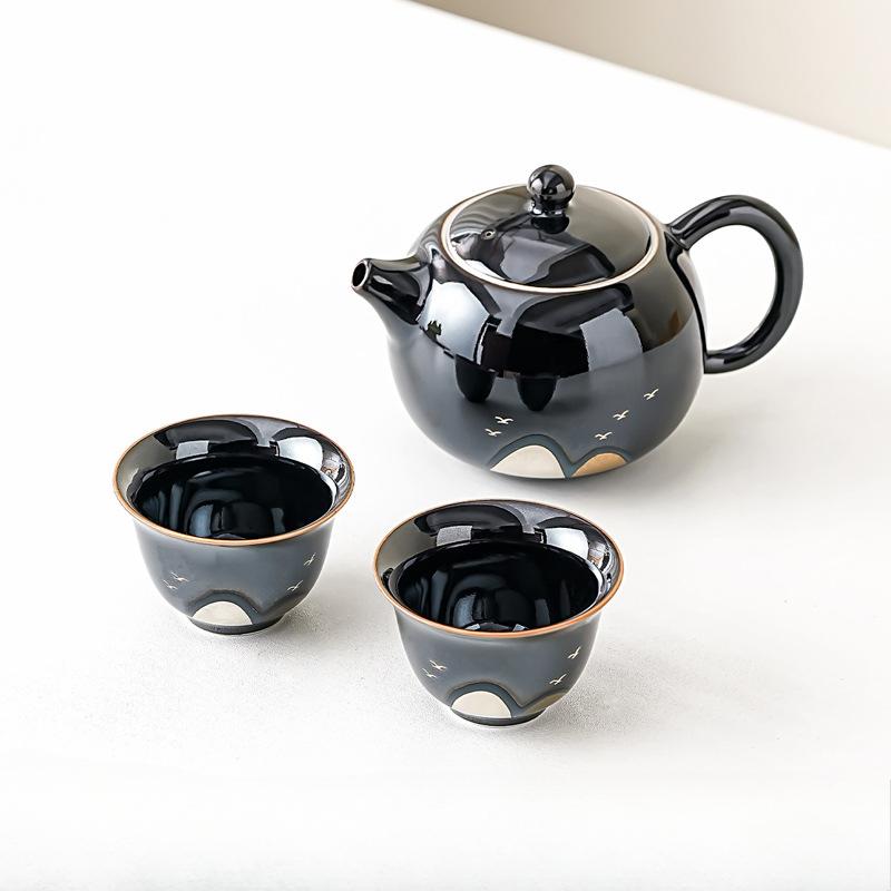 

New Chinese Style Black Glazed Xishi Teapot Kung Fu Teaware Sets Suitable for Home Use Reception Small Set Business Gift