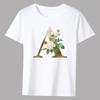 Men's Classic T-shirt Casual O-neck Golden Flower Lettern Printing Pattern Series Commuter All-match Breathable White Shirt