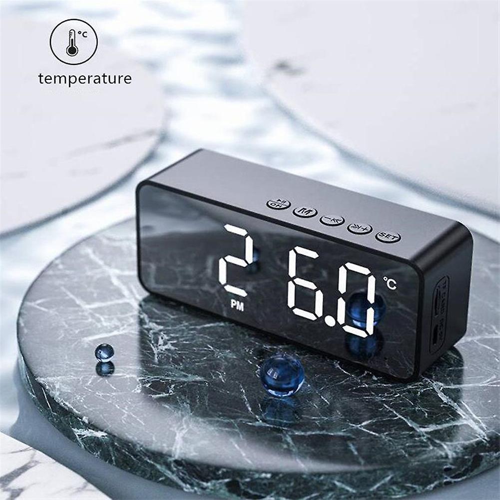 Digital Display Mirror Alarm Clock with Radio Bluetooth-compatible Speaker Home Study Decoration