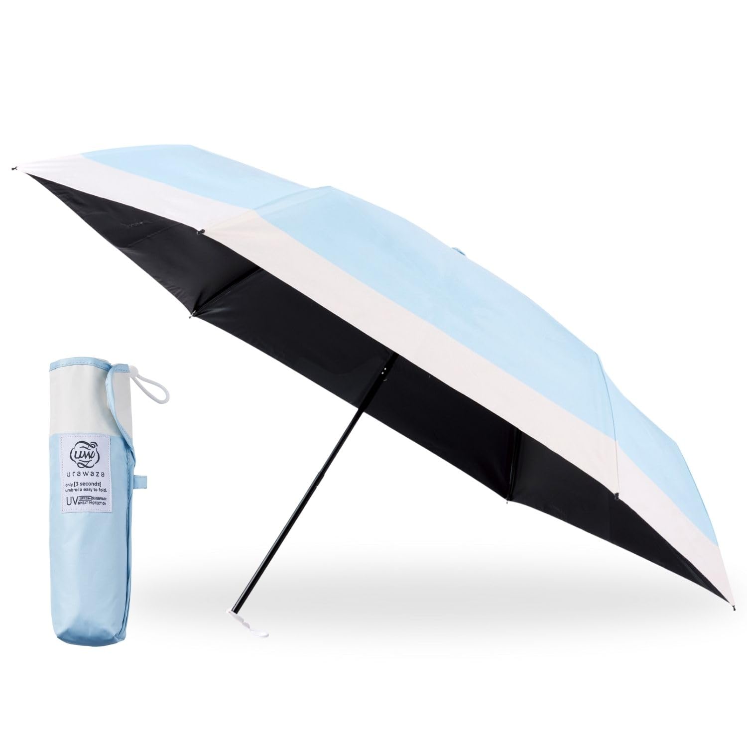 

Зонт, складывающийся в 3 раза, тепловой, световой, УФ, как для солнечной, так и для дождливой погоды, форма, легко складывающиеся спицы, бирюзово-синий [Moonbat] секунды, ураваза, зонтик от солнца,