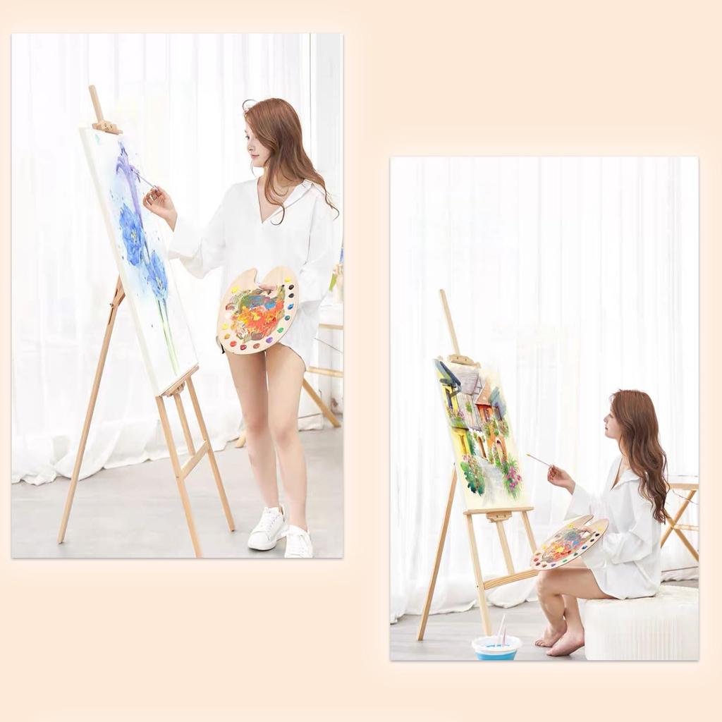 150cm Adjustable Height Wooden Easel Stand for Oil Painting, Sizes A1 To B1, Suitable for Kids, Sketching, Signs, and Painting