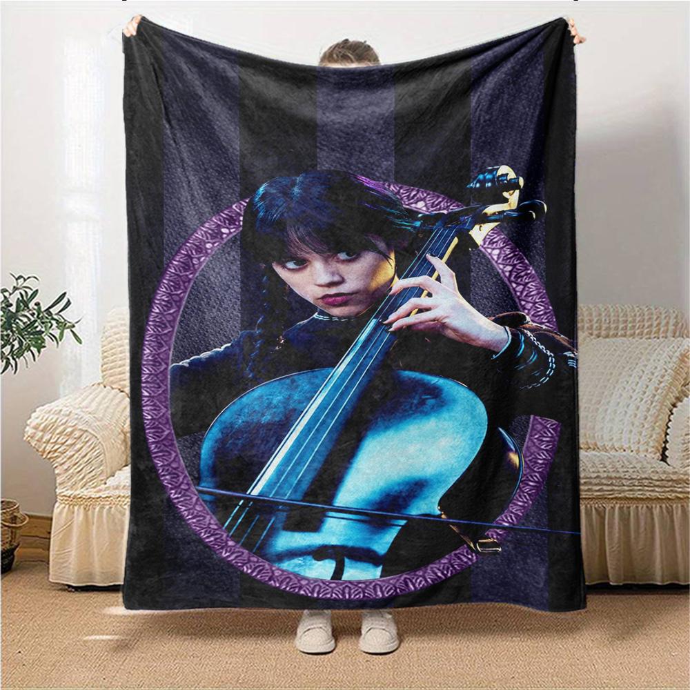 1Pc Ethereal Violinist Shadows Blanket For Couch Bed Plush Cozy Fuzzy Blanket Super Soft Warm Blankets For Fall And Winter 0918164