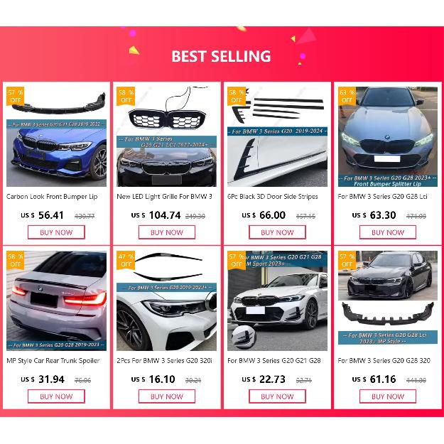 Carbon Look Front Bumper Lip Spoiler Splitter Diffuser Cover Canards tuning For BMW 3 Series G20 G21 G28 2019-2022 M Pack