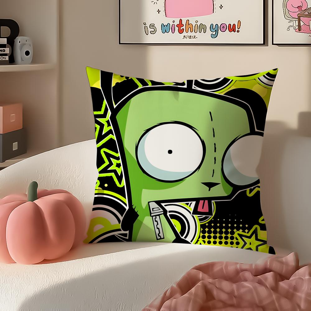 Weird Wacky Absurd Animated Series IInvader Zim Cushion Cover Pillowcase Short Plush Invisible Zipper Room Sofa Cushion Cover