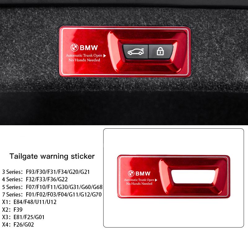 Car Electric Tailgate Warning Metal Trunk Paste For BMW X1 X2 X3 X4 X6 G30 G20 G11 G12 G60 F30 F20 F10 F34 F07 E46 E90 Stickers CJ6