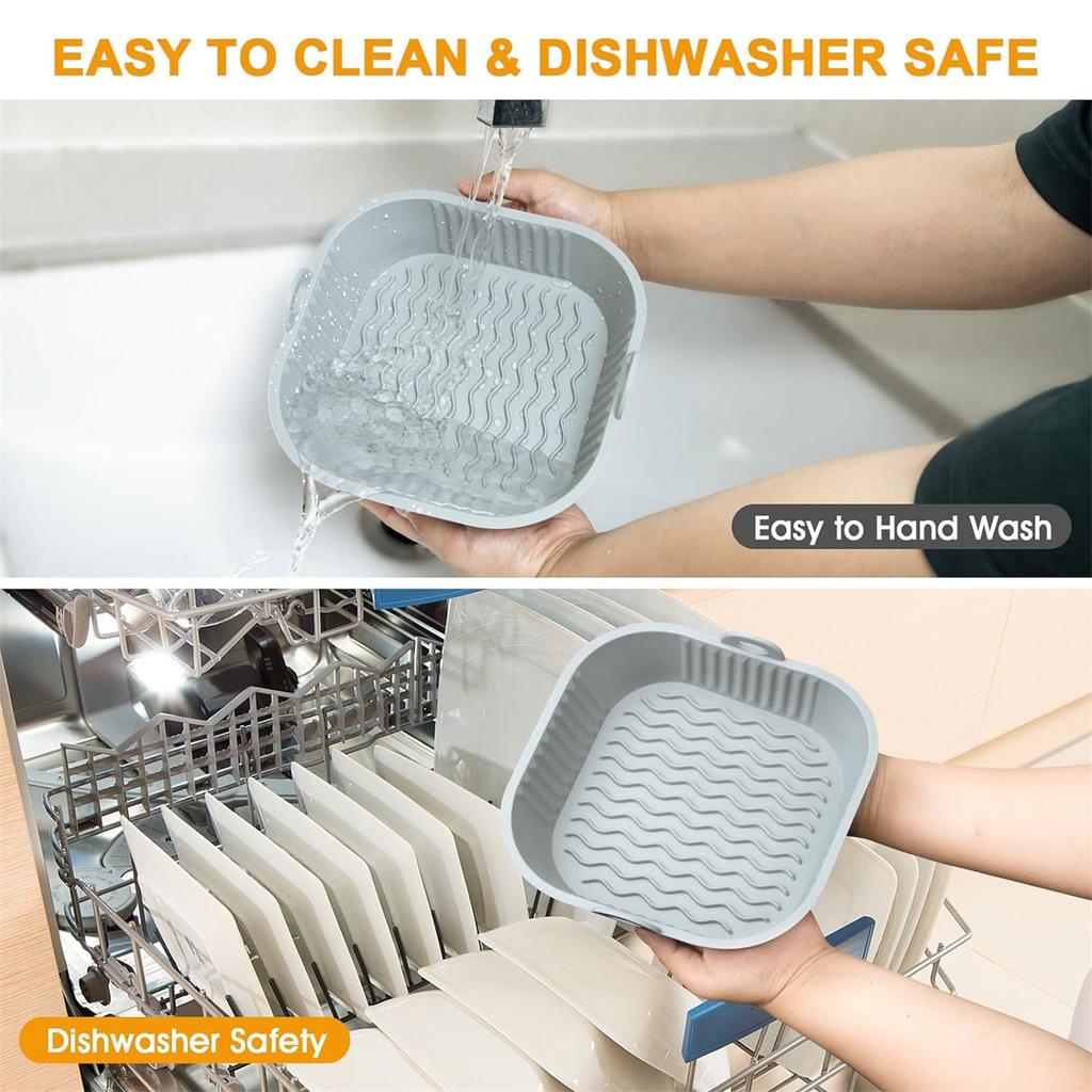 2 Pieces Reusable Air Fryer Pad Pot Liners Square Silicone Air Fryer Basket Air Fryer Bowl Silicone Material for Cooking
