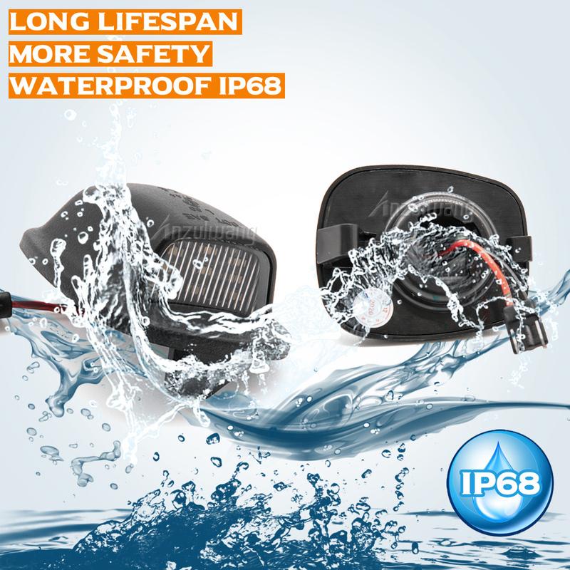 2Pcs LED License Number Plate Light Lamps White Light For Nissan Xterra Frontier 1998 1999 2000 2001 2002 2003 2004 265109Z400