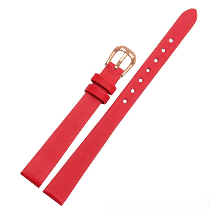 Quality Spun Silk + Genuine Leather Watchband 6mm 8mm 10mm 12mm 14mm For The Womens Wrist Watch Bracelet Red Black White Blue