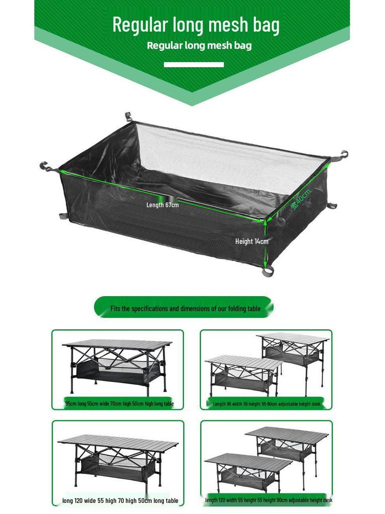 Black Mesh Hanging Bag Set: 16 & 20-Piece Outdoor Folding Table Accessories