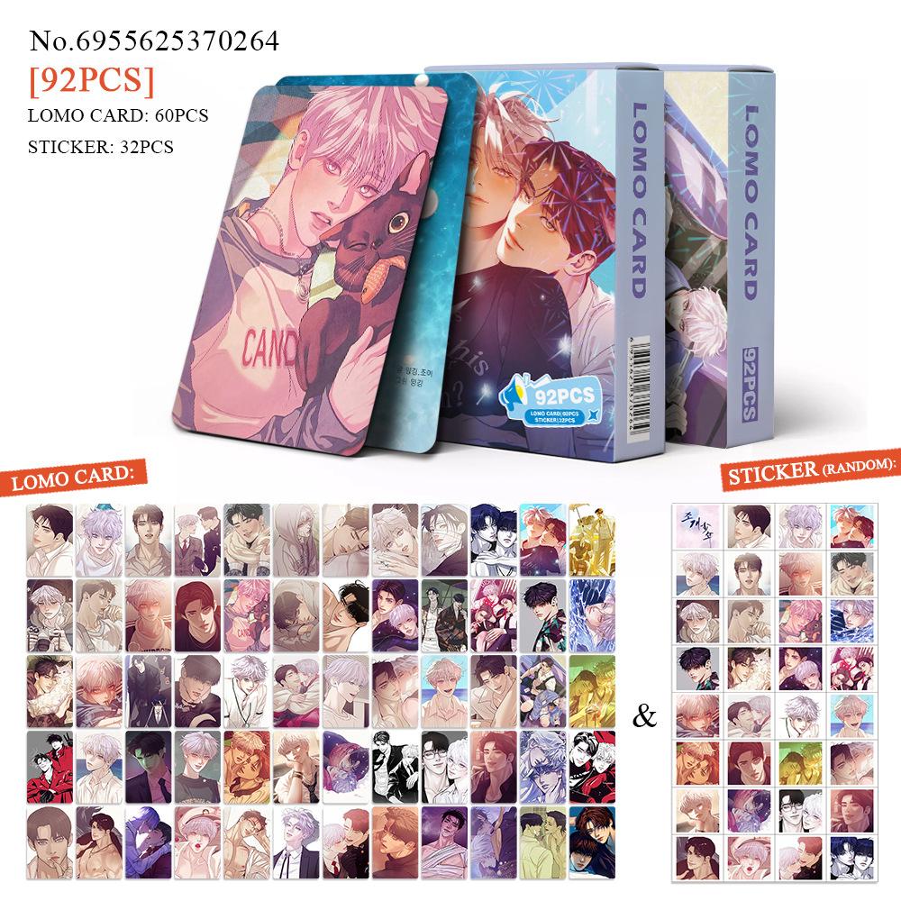 

92pcs/set Anime Ye HuaJi Photo Cards Korean Comic Stickers Double-sided LOMO Greeting Card