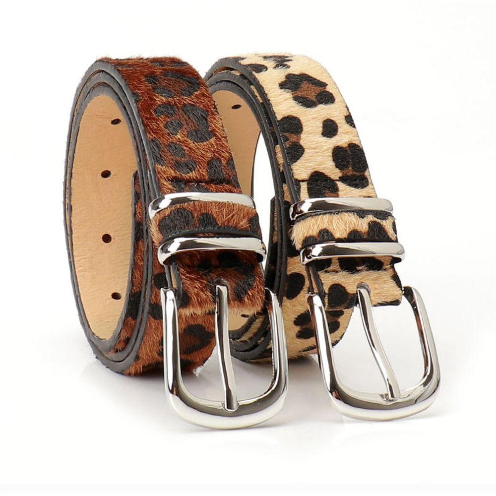 

Metal Buckle Waistband PU Leather Fashion Denim Belt Vintage Dress Decorative Belt Casual Outfits Leopard Print Beige