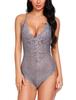 Cross-Border European & American Women's Sexy See-Through Lace Lingerie Bodysuit