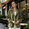 Everyday Layering Piece Autumn Winter Casual Coat, Hoolded Long Sleeve Jacket, Comfortable Commuter Apparel Loose Fit Vertical Corduroy Outerwear with