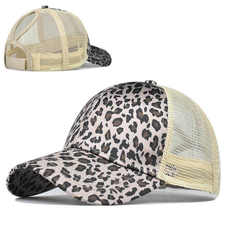 Leopard Print Hohe Pferdeschwanz Baseball Kappe Frauen Snapback Hut Sommer Mesh Hut Weibliche Mode Hüte Casual Verstellbare Kappe