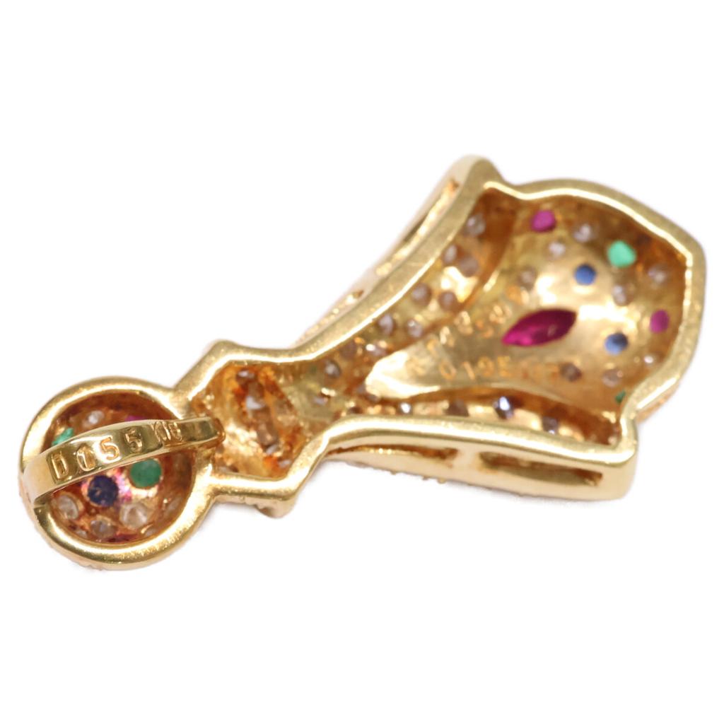 K18 1,55 ct diament, 0,48 ct rubin, 0,17 ct szmaragd, 0,15 ct szafir Zawieszka top Żółte ZłotoUżywany