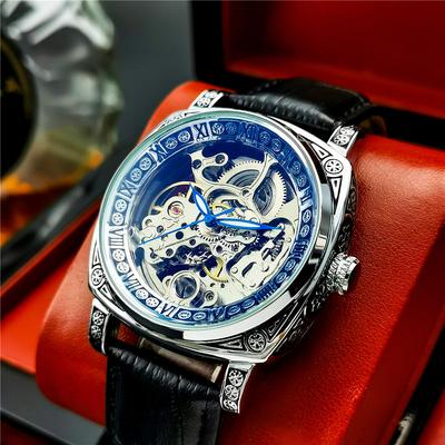 Zegarek męski Square Watch Double-sided Hollow Tourbillon Mechanical Watch Luminous Automatic Men's Watch