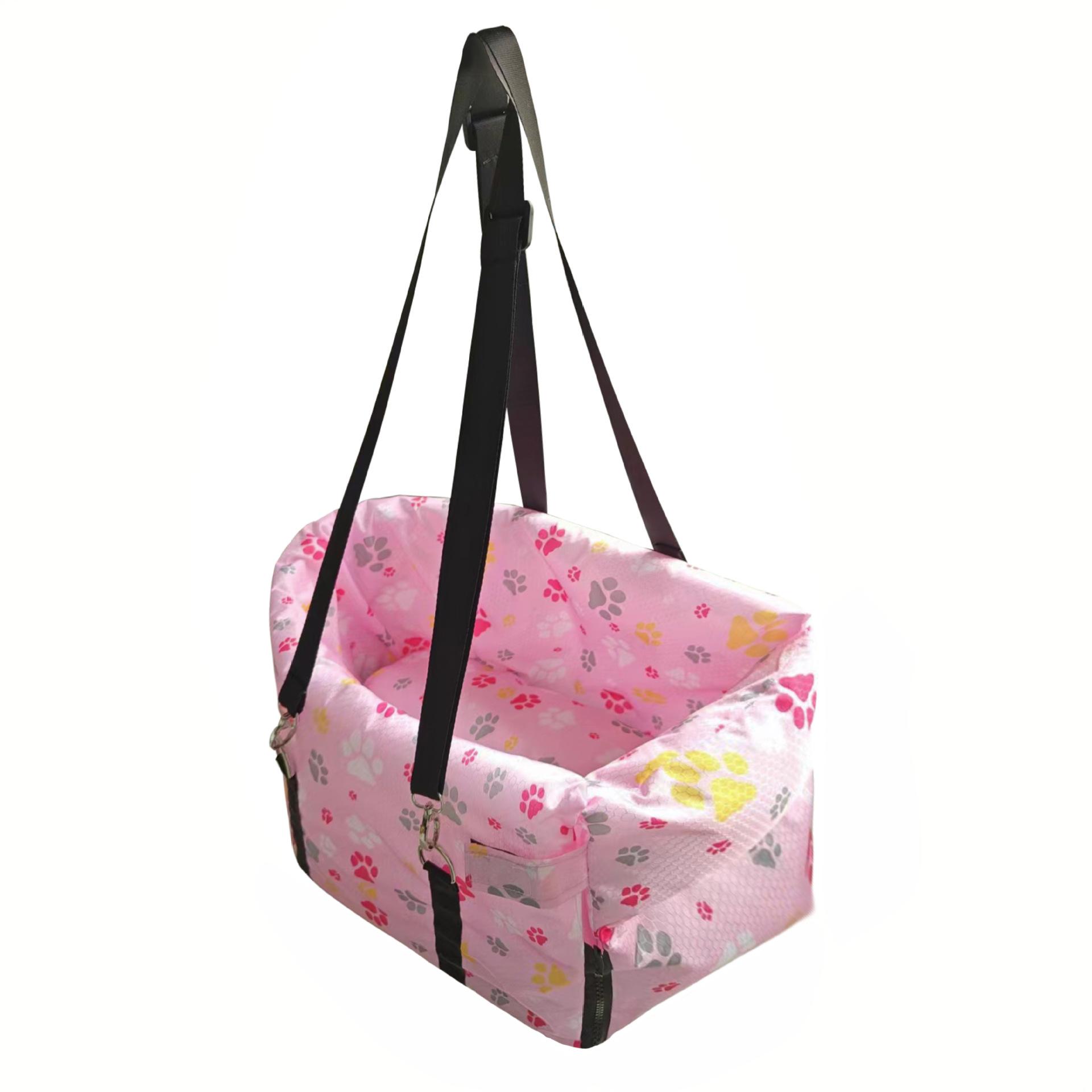 

Автокресло для домашних собак, регулируемые ремни, нескользящие лежанки для собак с центральным управлением, безопасный автомобильный бокс-подлокотник, лежанка-будка для щенков, кошек, собак средних и малых размеров розовый