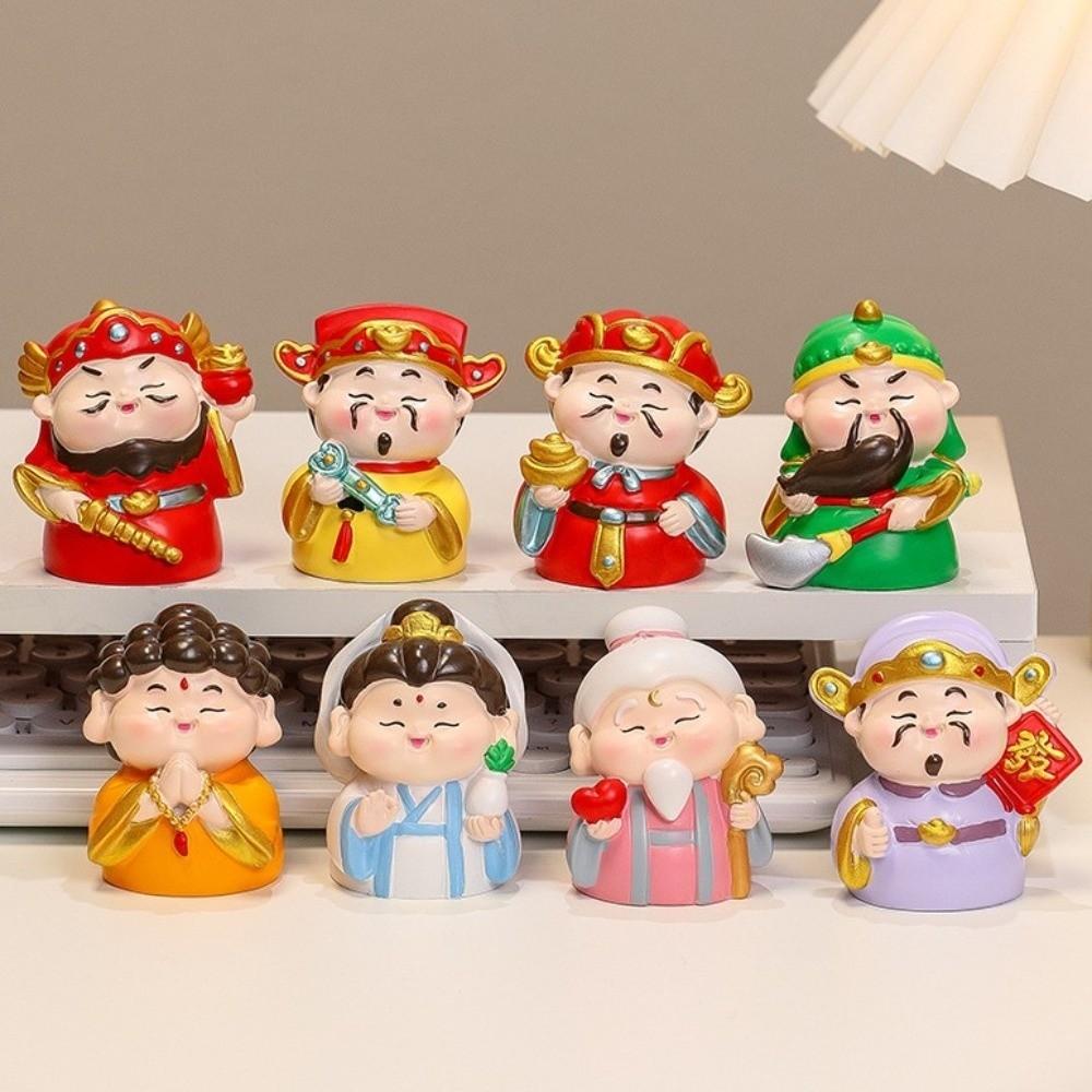 Resin Chinese New Year Figurines Chinese God New Year Mascot Doll Office