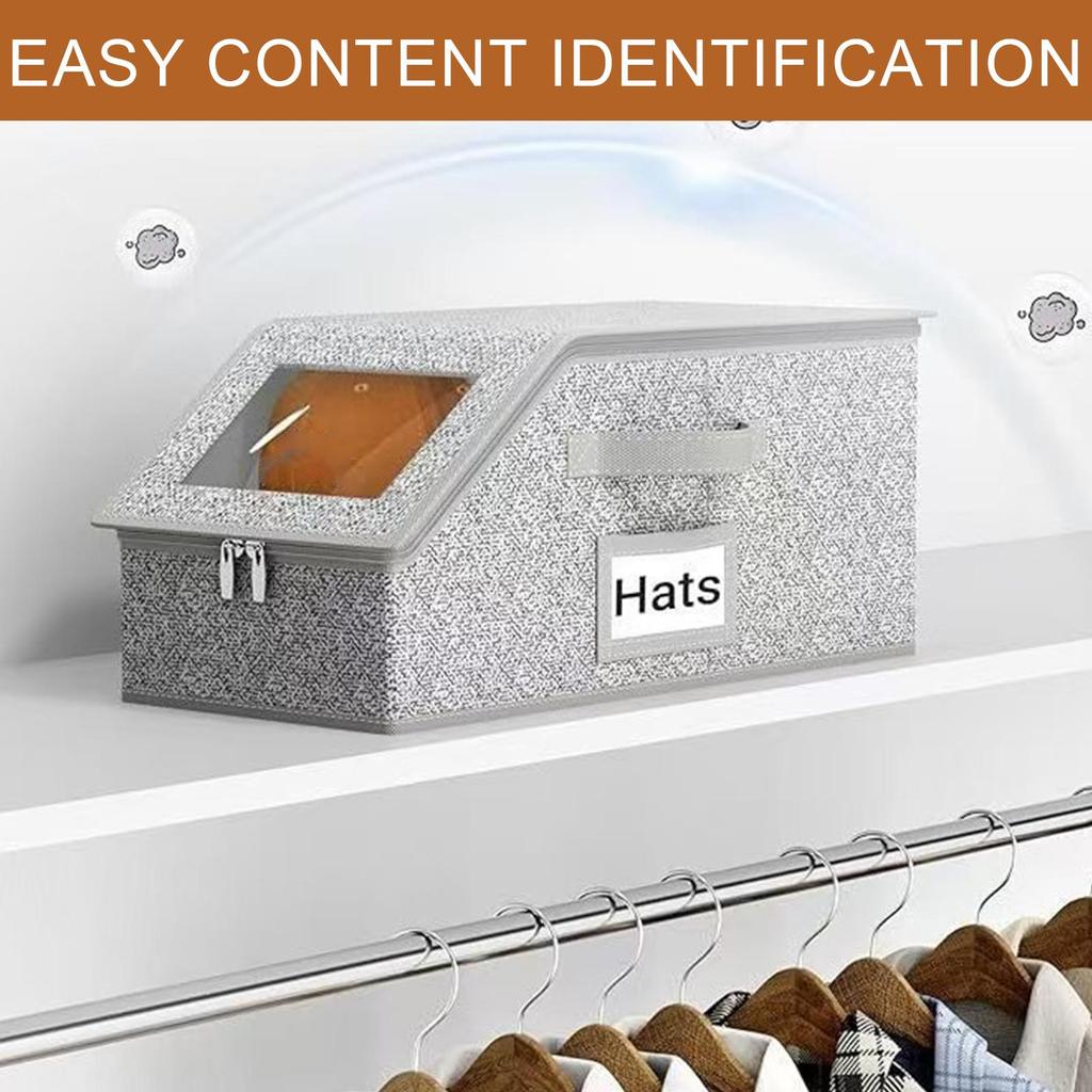 Baseball Cap Storage Box Large Capacity Dustproof Zipper Storage Box Stackable Hat Holder Box Can Hold 24 Caps Hat Organizer
