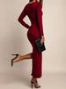 2026 European & American Style Sexy Round Neck Hollow Long Sleeve Bodycon Dress