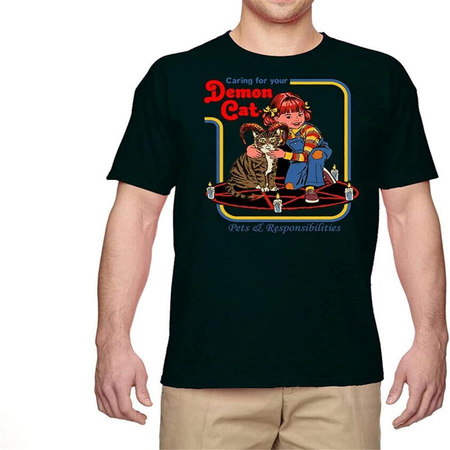 Caring for Your Devil Cat Men Black T-Shirt Graphic Unisex Tee Shirt XXXXXL разноцветный