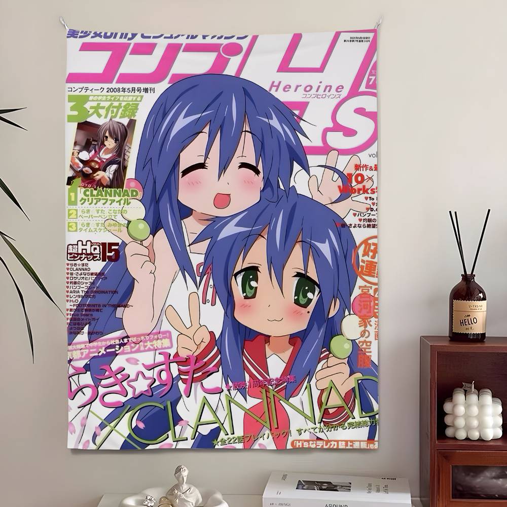 Comptiq 2007 Lucky Star Fatestay night Magazin Cover Wandteppich Nostalgische Raumdekoration für Klassische Otaku Visual Novel Fans