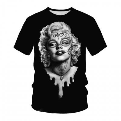 Round Neck 3D Character Pattern Print T-shirts Casual Short Sleeved Men's T-shirts - Soft Medium Stretch Polyester Fabric Summer Relaxed Fit Clothing