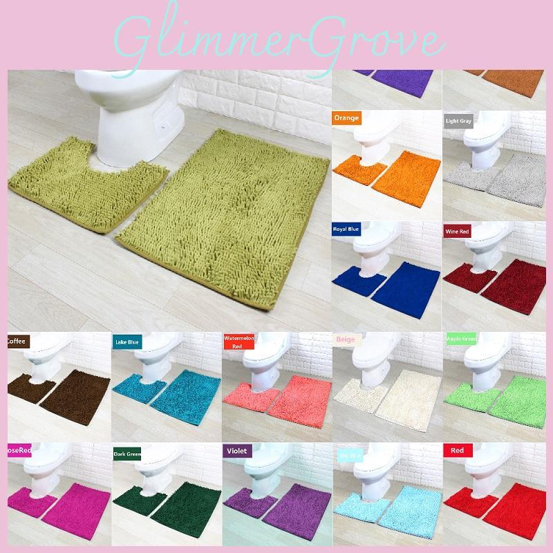 Luxuriöses 2-teiliges Badematten-Set Rutschfester Toilettenvorleger mit weichem Schaumstoff Zotteliger Chenille-Teppich