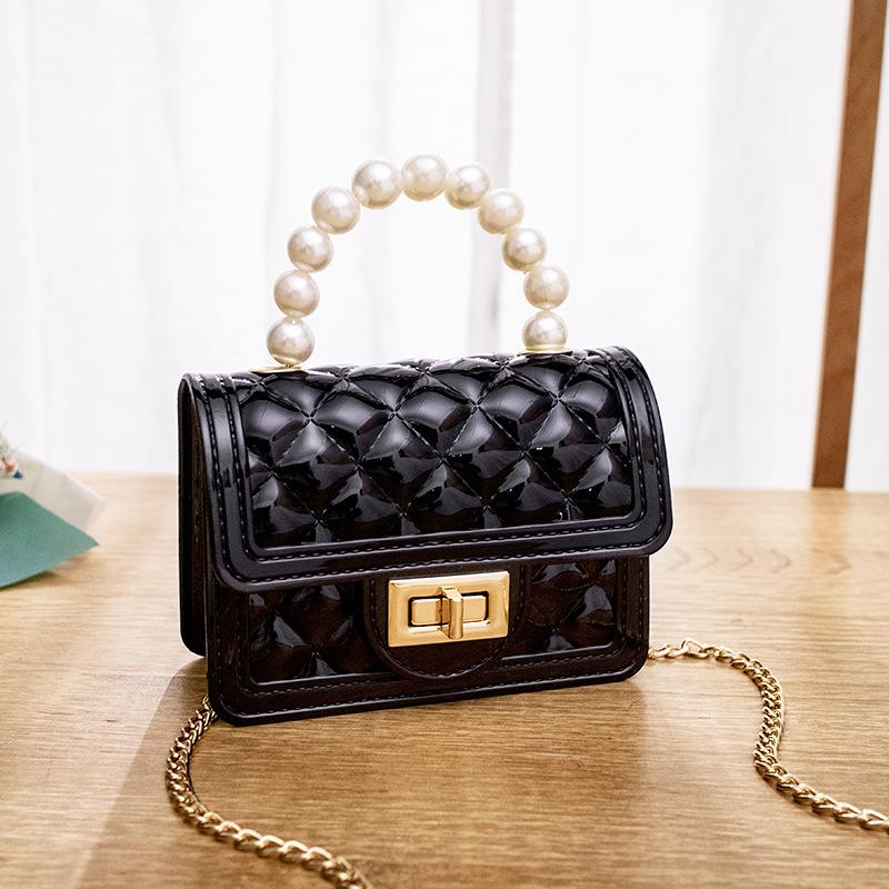 Violet Chicly Pearl Portable Chain Sweet Simple Female Wallets New Fashion One Shoulder Diagonal Straddle Bag Wallets for Women