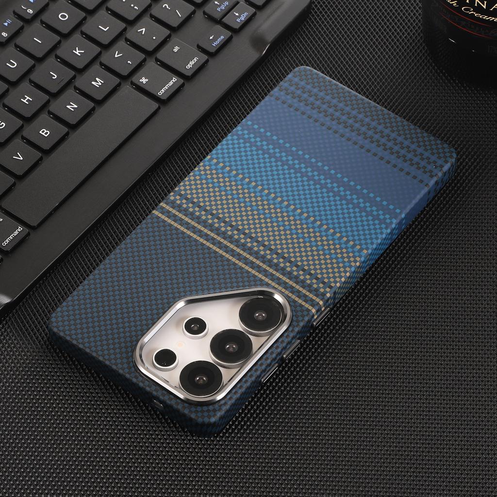 Business Slim Kevlar Carbon Fiber Pattern Case For Samsung Galaxy S26 Ultra S25 S24 S23 S22 Plus For Magsafe Skin-friendly Cover