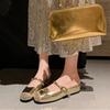 Summer New Soft-soled Mary Jane Women's Shoes Bag Head Half Slippers Flat-bottomed Shallow Mouth Versatile Cool Slippers